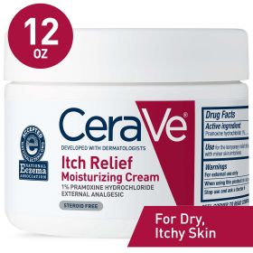 CeraVe Itch Relief Moisturizing Cream Body Lotion, Steroid-Free Treatment for Dry & Itchy Skin 12 oz